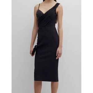 Chiara Boni La Petite Robe Marisabela Black Studded Midi Dress 12 NEW